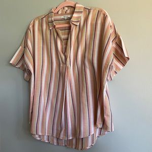 Madewell Courier Button-back Shirt in Rainbow Stripe Size L